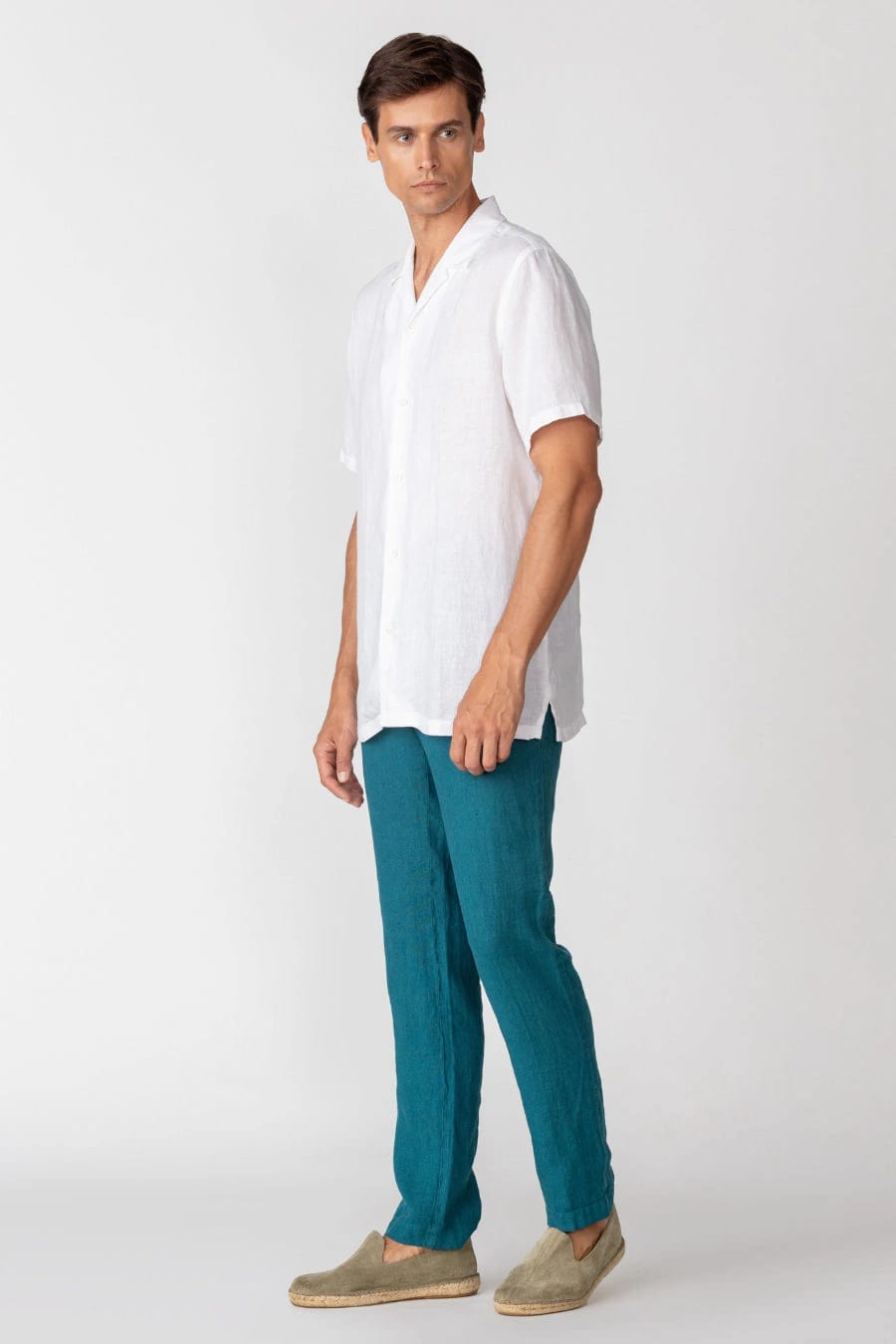Men's linen shirt white epiro - imagen 6
