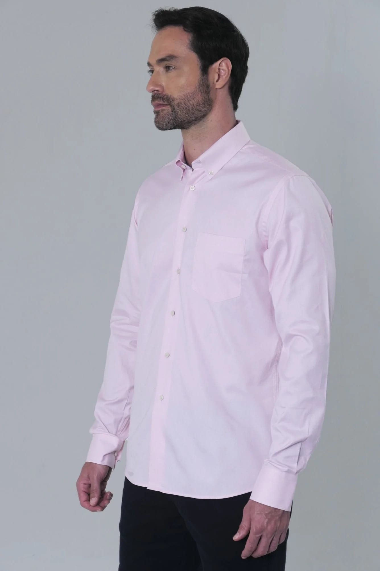 Camisa Algodón Manga Larga Napolitano Hombre Rosado Prive - imagen 2