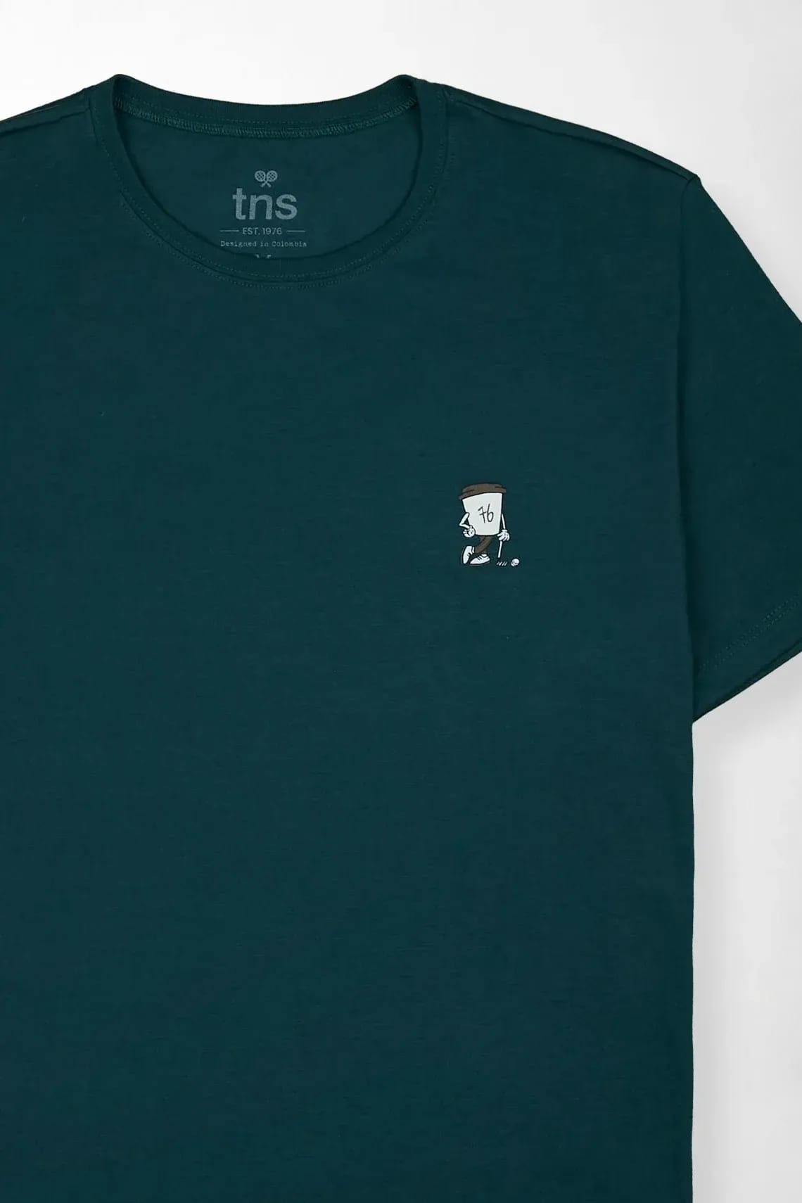 Camiseta gráfica regular fit con mini gráfico al pecho de algodón verde petróleo para hombre - imagen 3