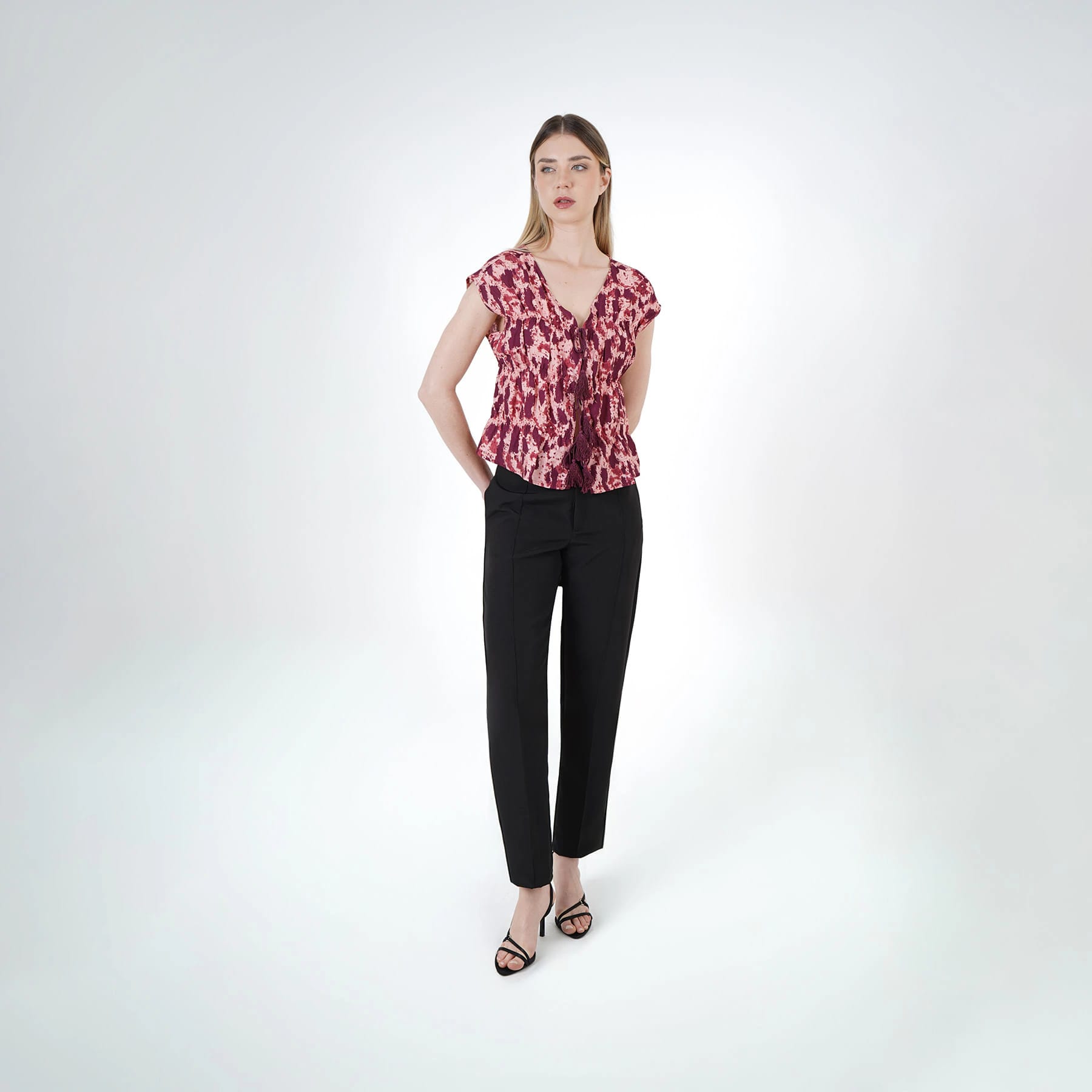 Blusa Cuello V Manga Sisa - imagen 5