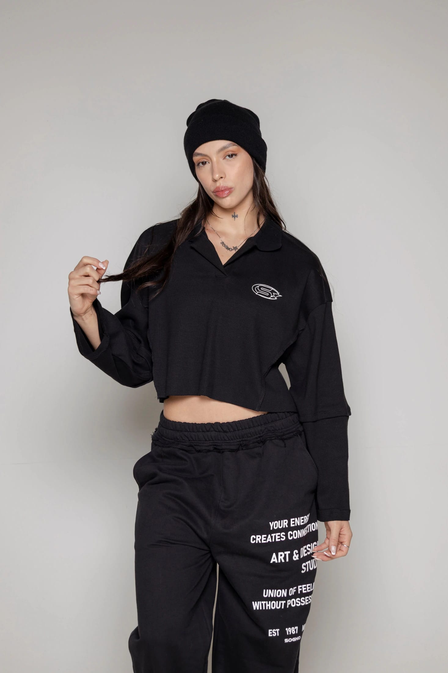 Buzo Dama Courage Tipo Polo-Negro - imagen 1