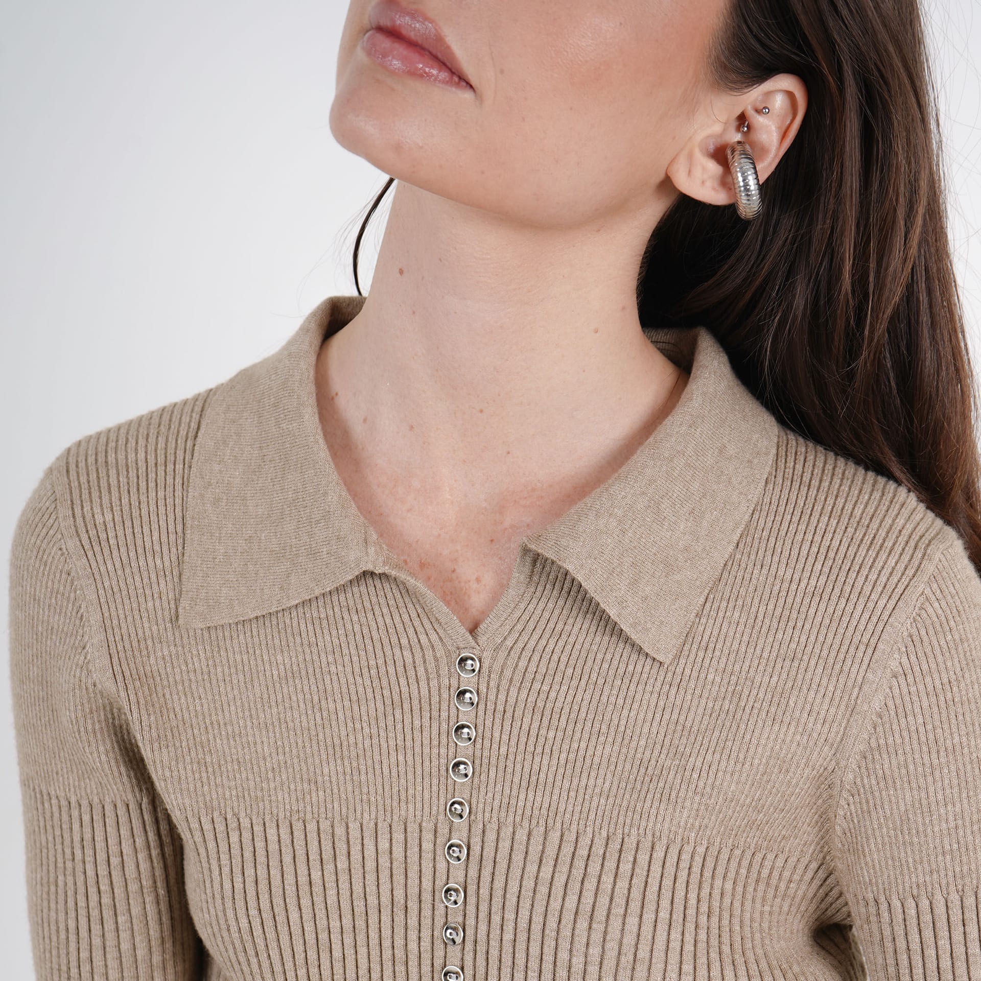 Sweater cuello sport manga larga con botones - imagen 5