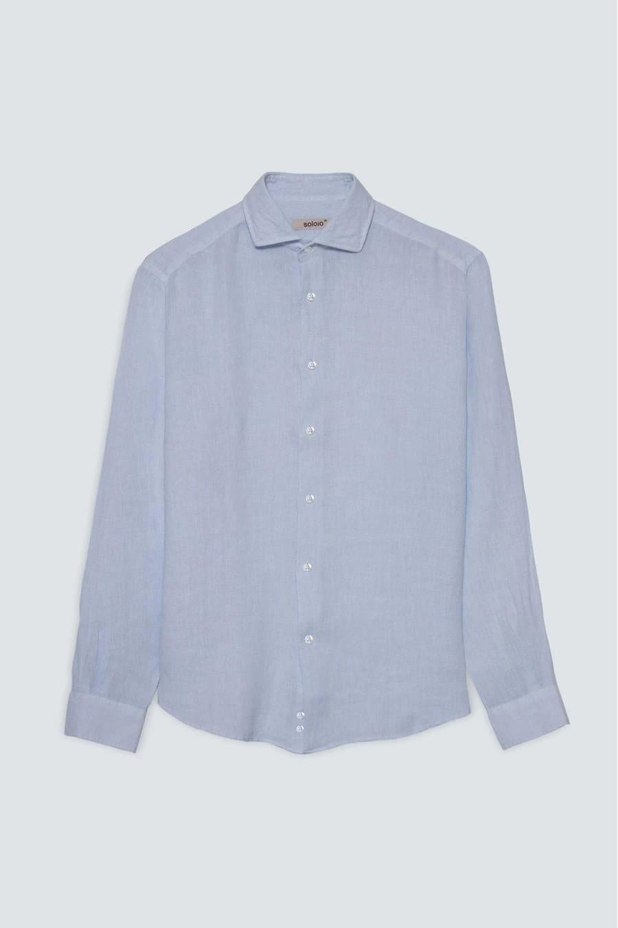 Men's linen shirt light blue powder basic - imagen 1