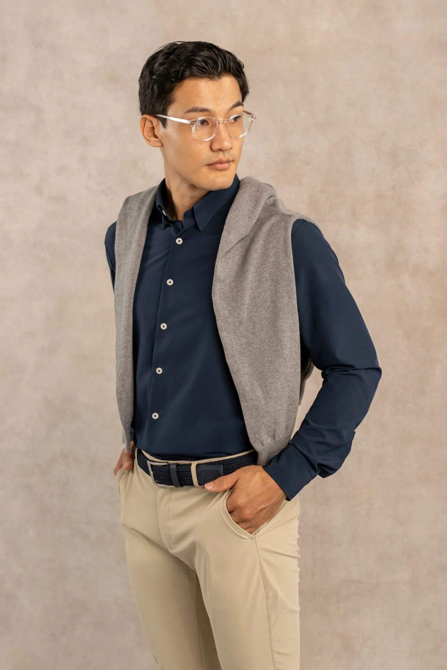 Camisa Performance Antiarrugas Azul Oscuro - imagen 6