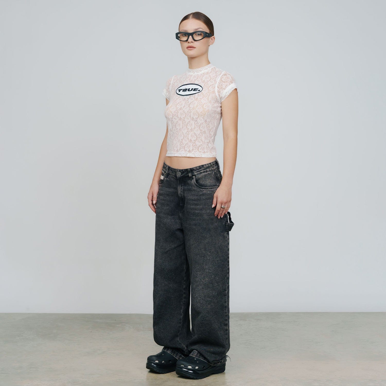 Floral Lace Baby Tee - Cream - imagen 2