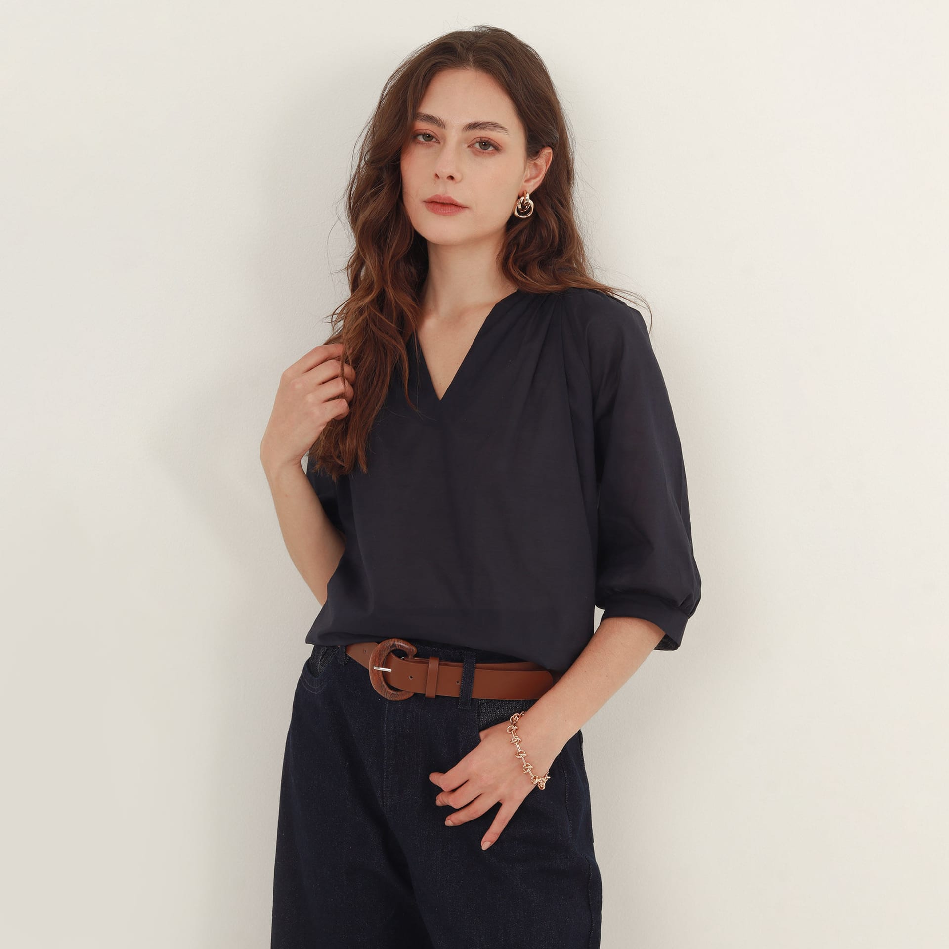 Blusa Cuello V Manga 3Cuartos - imagen 5