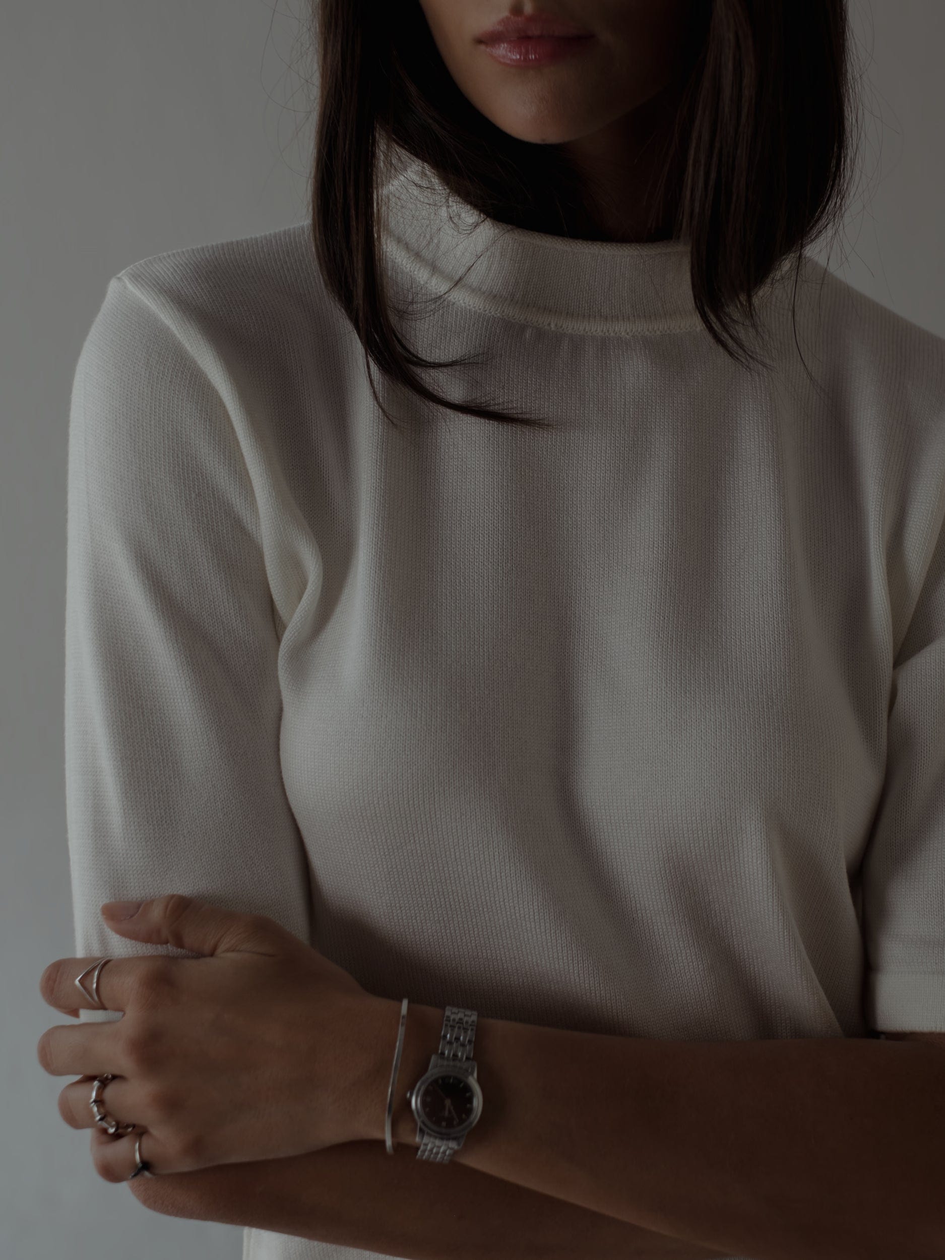 TALL COLLAR KNIT T-SHIRT - VANILLA - imagen 7