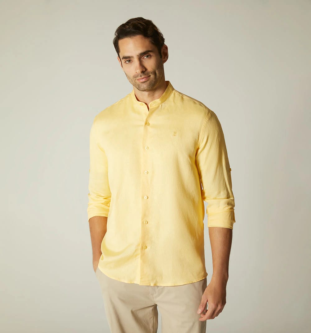 Camisa para hombre en lino cuello nerú m - imagen 6