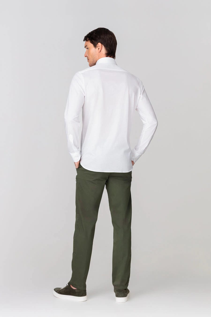 Men's cotton shirt white jersey - imagen 3