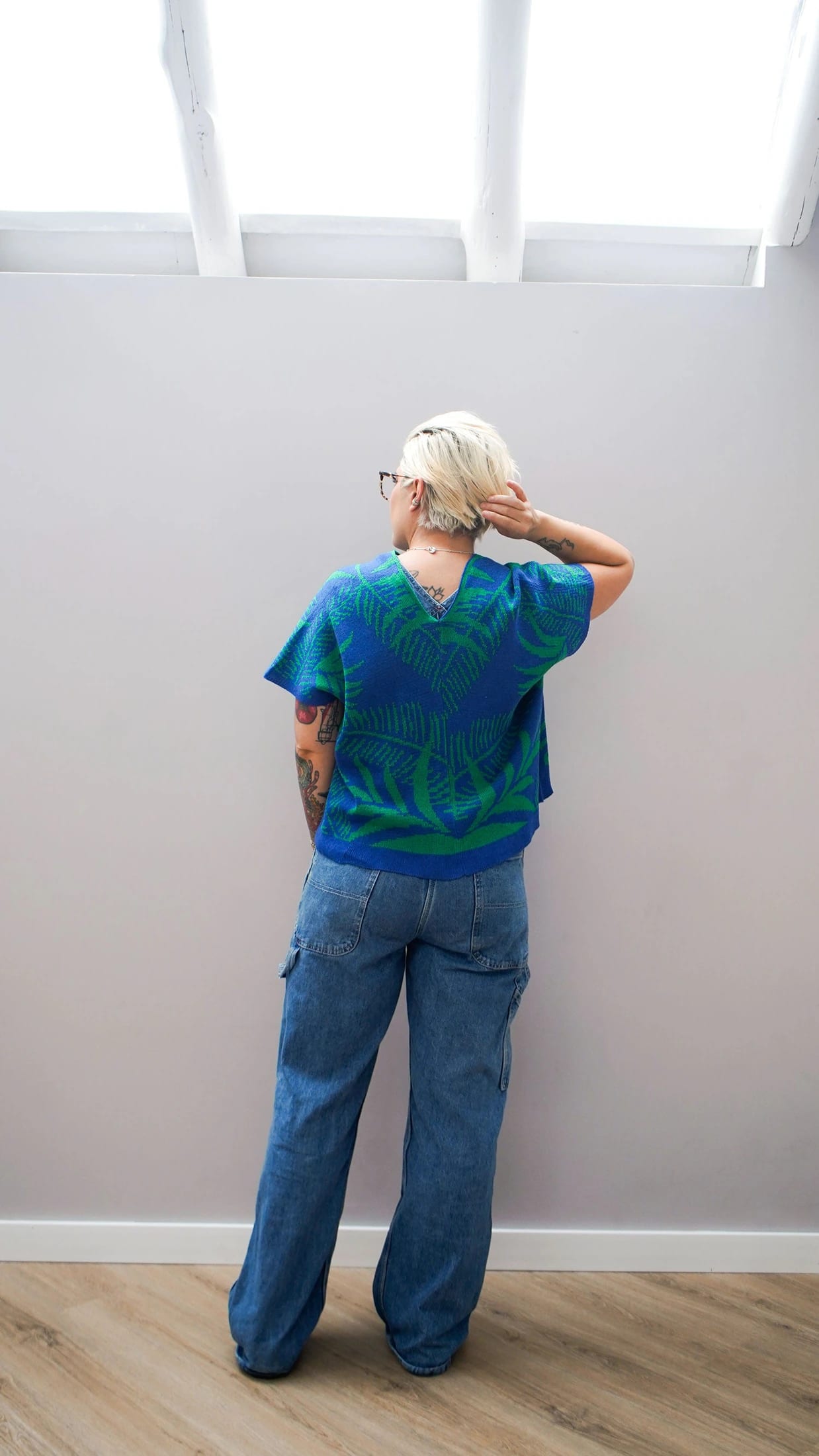 Blusa Palmas - azul rey y rosado - imagen 4
