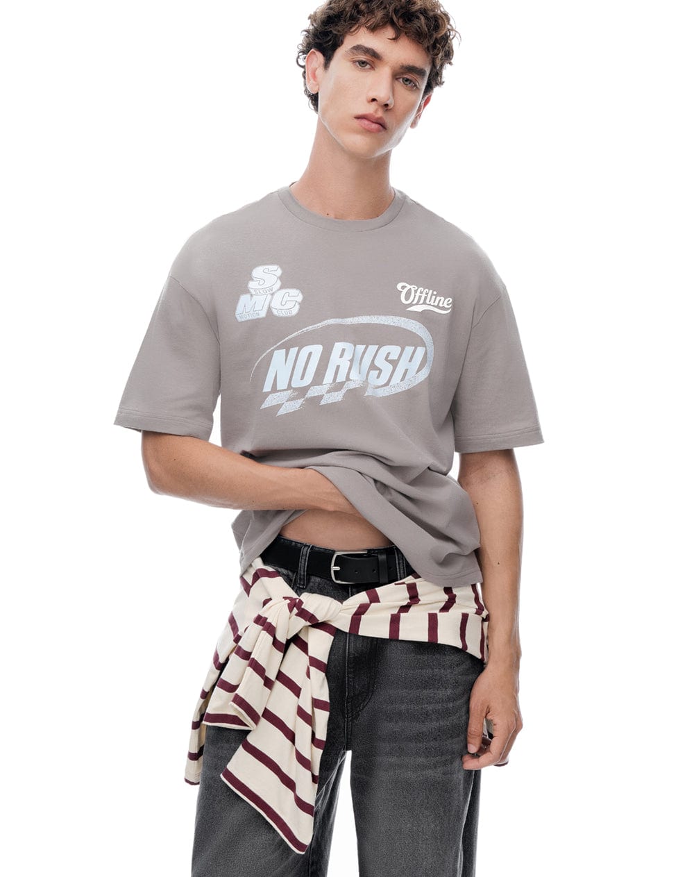 Camiseta manga corta regular estampado taupe hombre - imagen 3