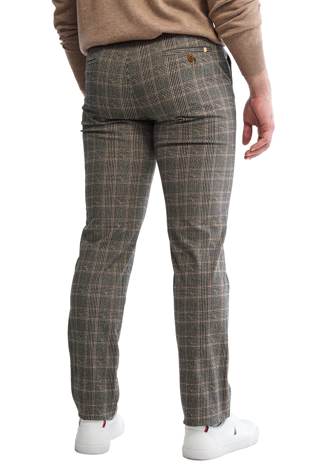 Pantalón dril a cuadros gris con camel - imagen 8
