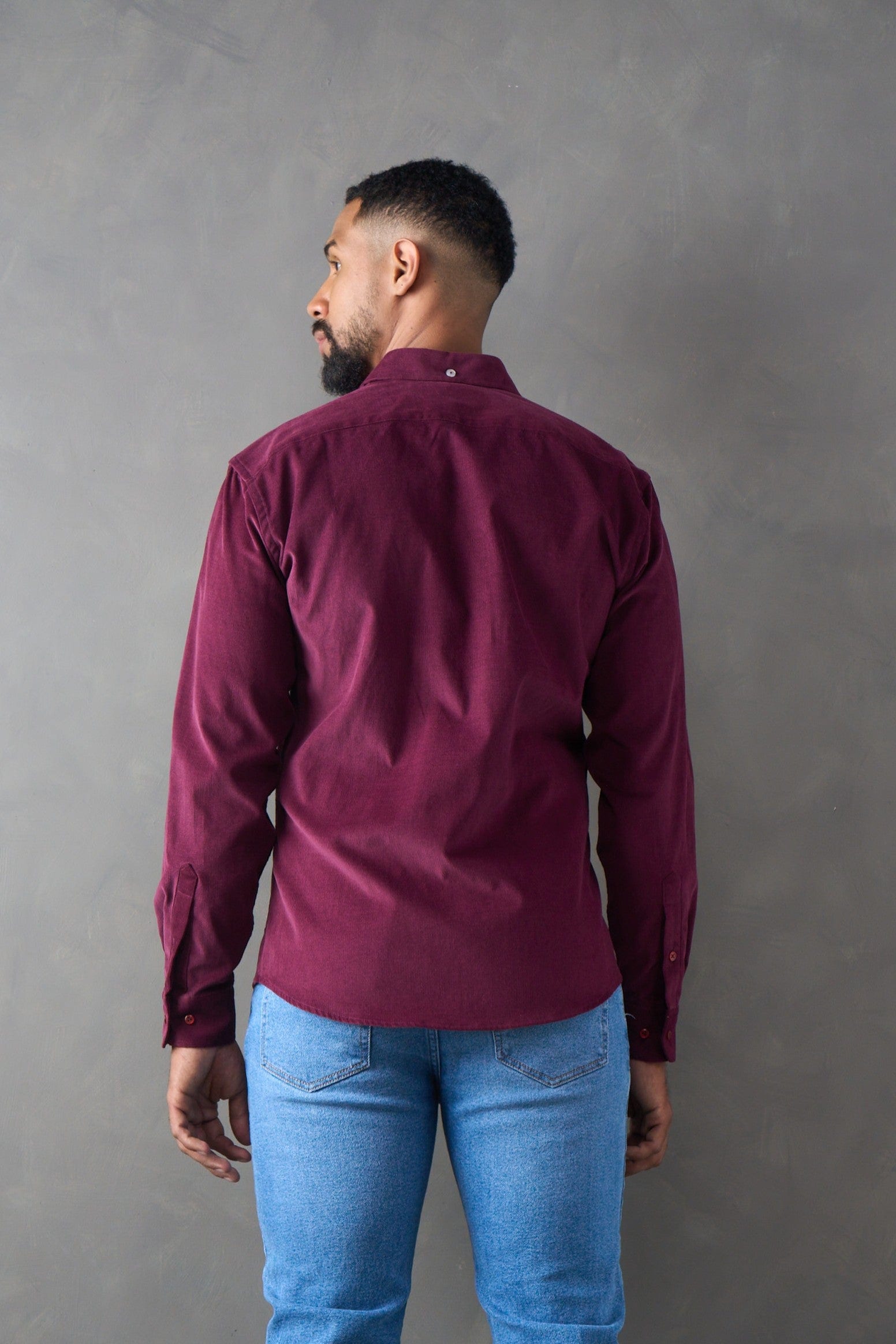 Camisa manga larga corduroy vinotinto - imagen 2