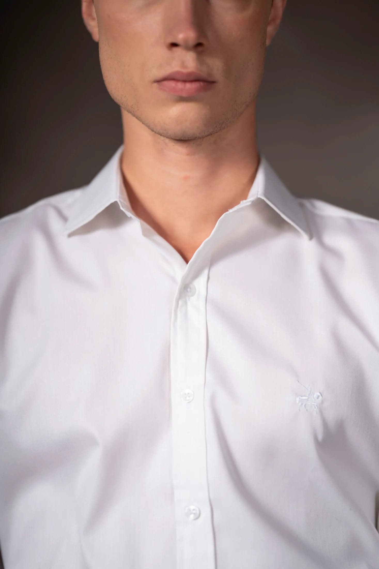 Camisa Herringbone Cuello Corbata Hombre Blanco - imagen 6