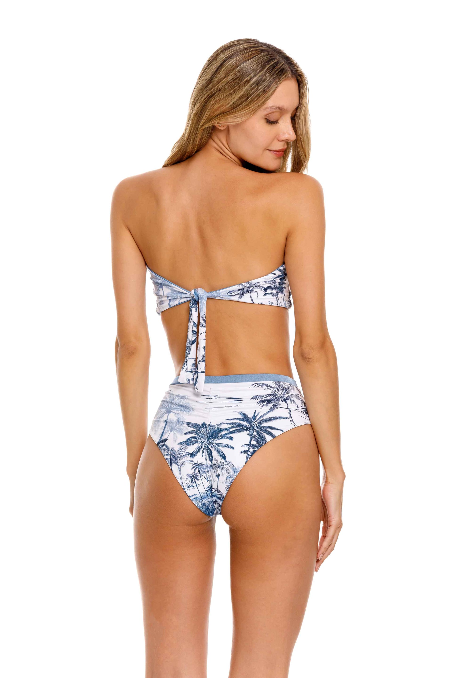 Top Strapless De Bikini Palmeras Azul - imagen 2