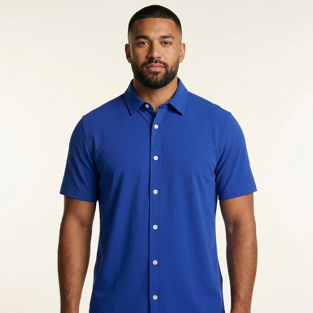 Camisa Cuello Clasico Azul Medio JO002 - imagen 1