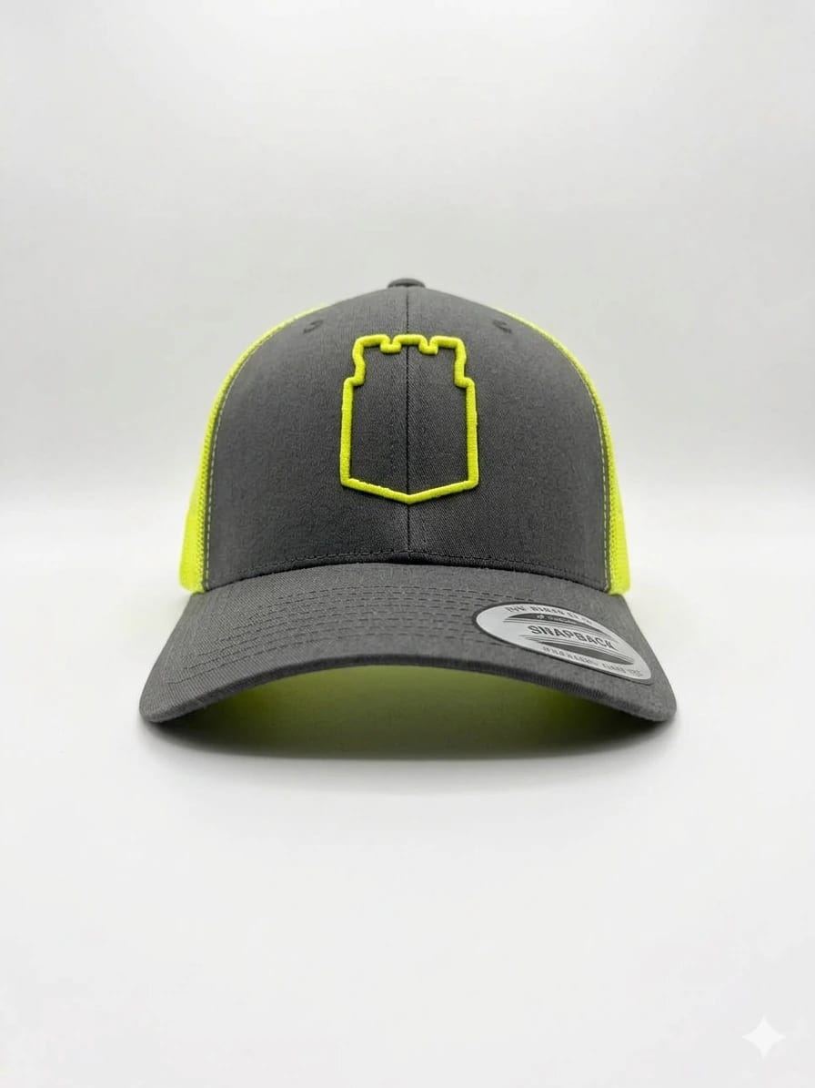 GORRA GRIS MALLA VERDE LIMON - imagen 1
