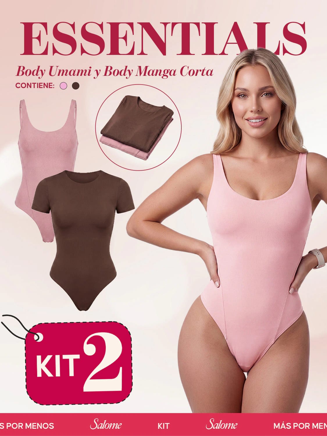 Kit Body Diario Tiras Finas & Manga Corta Sin Costuras | Salome 5005 + 5007 | 01L5 - imagen 1