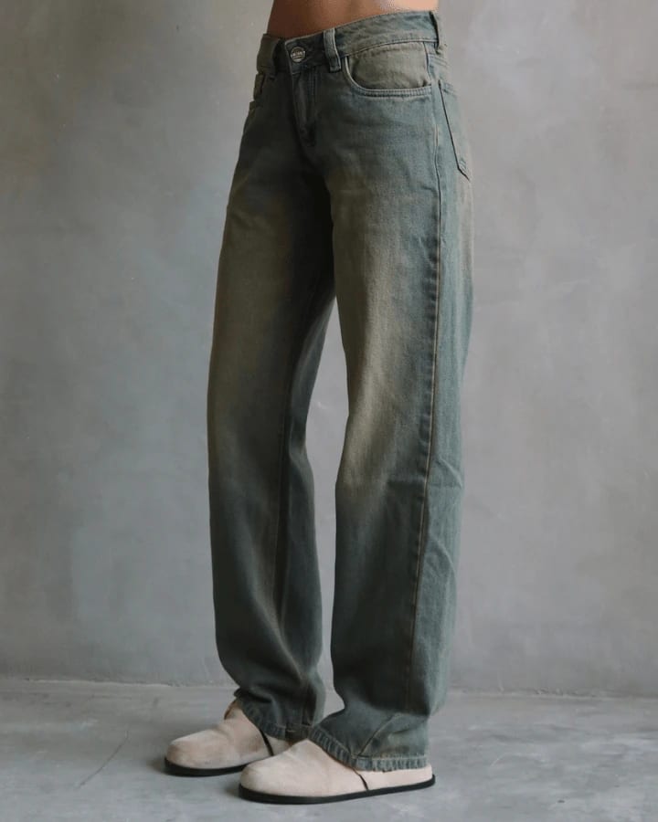 JEAN EXTRA LOW STRAIGHT FIT VINTAGE GREEN WASHED AZUL - imagen 6