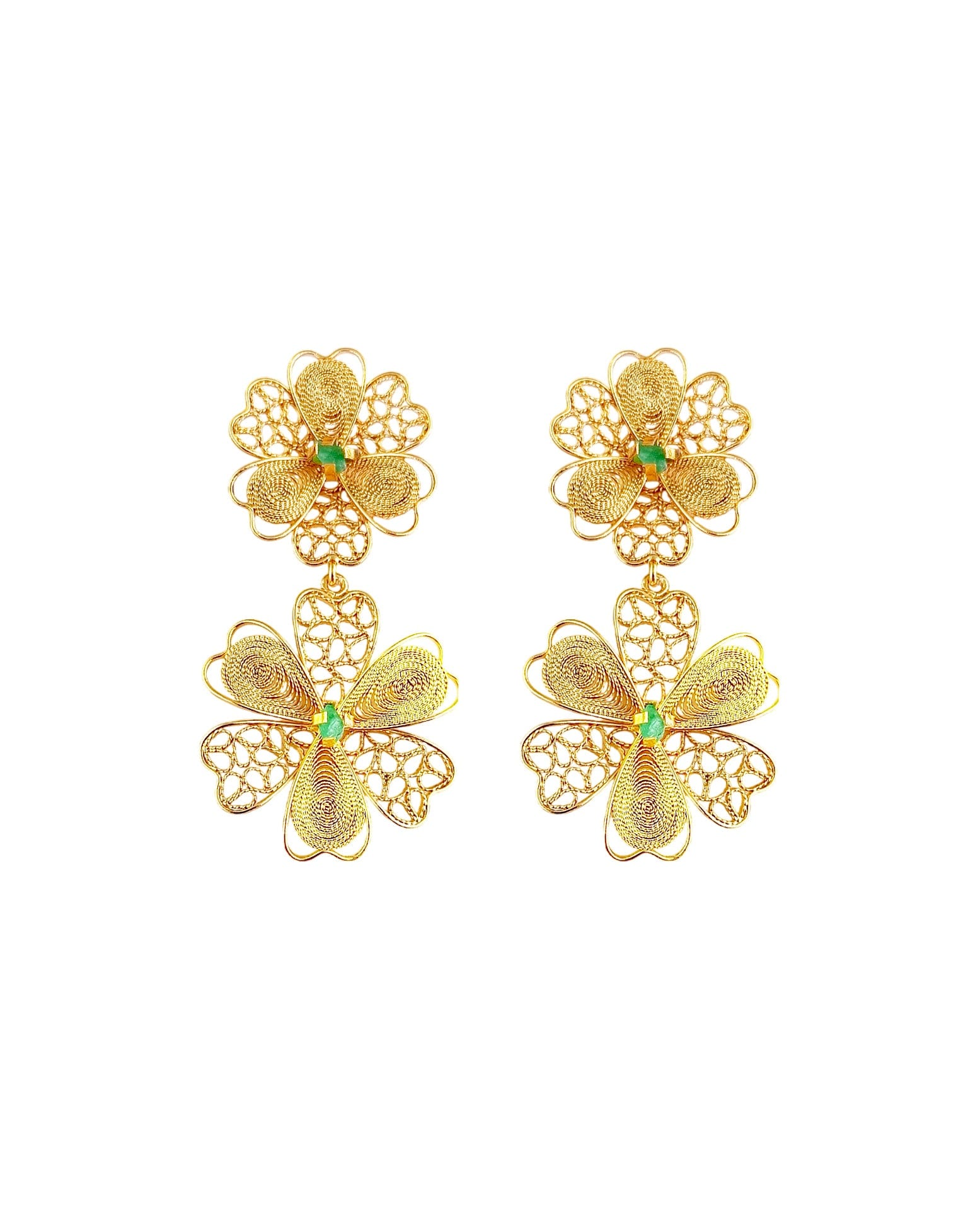 Aretes doble flor, Barbara - imagen 1