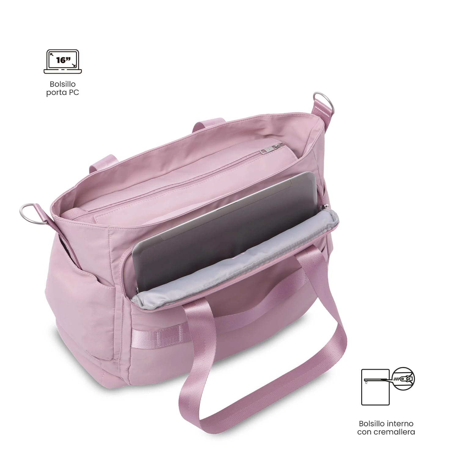 Bolso para Mujer Maxi Tote Grande Porta PC 16" Rosado - imagen 5