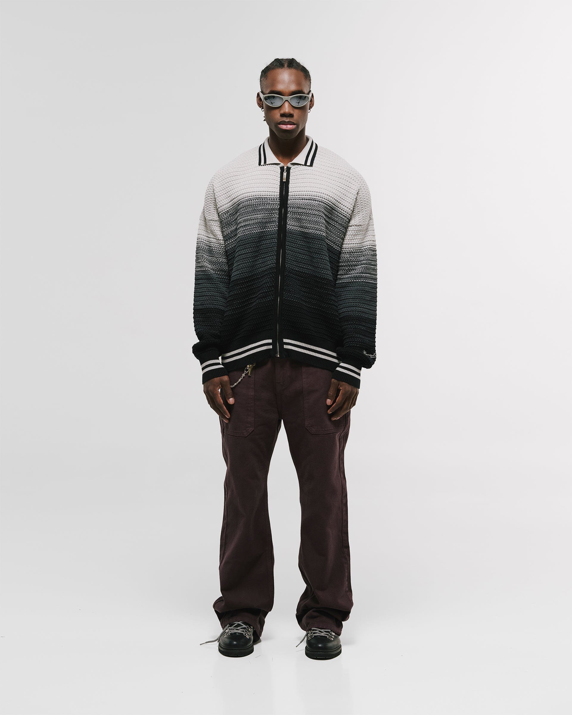 Zip Polo Gradient Knitwear - Negro y Gris - imagen 5