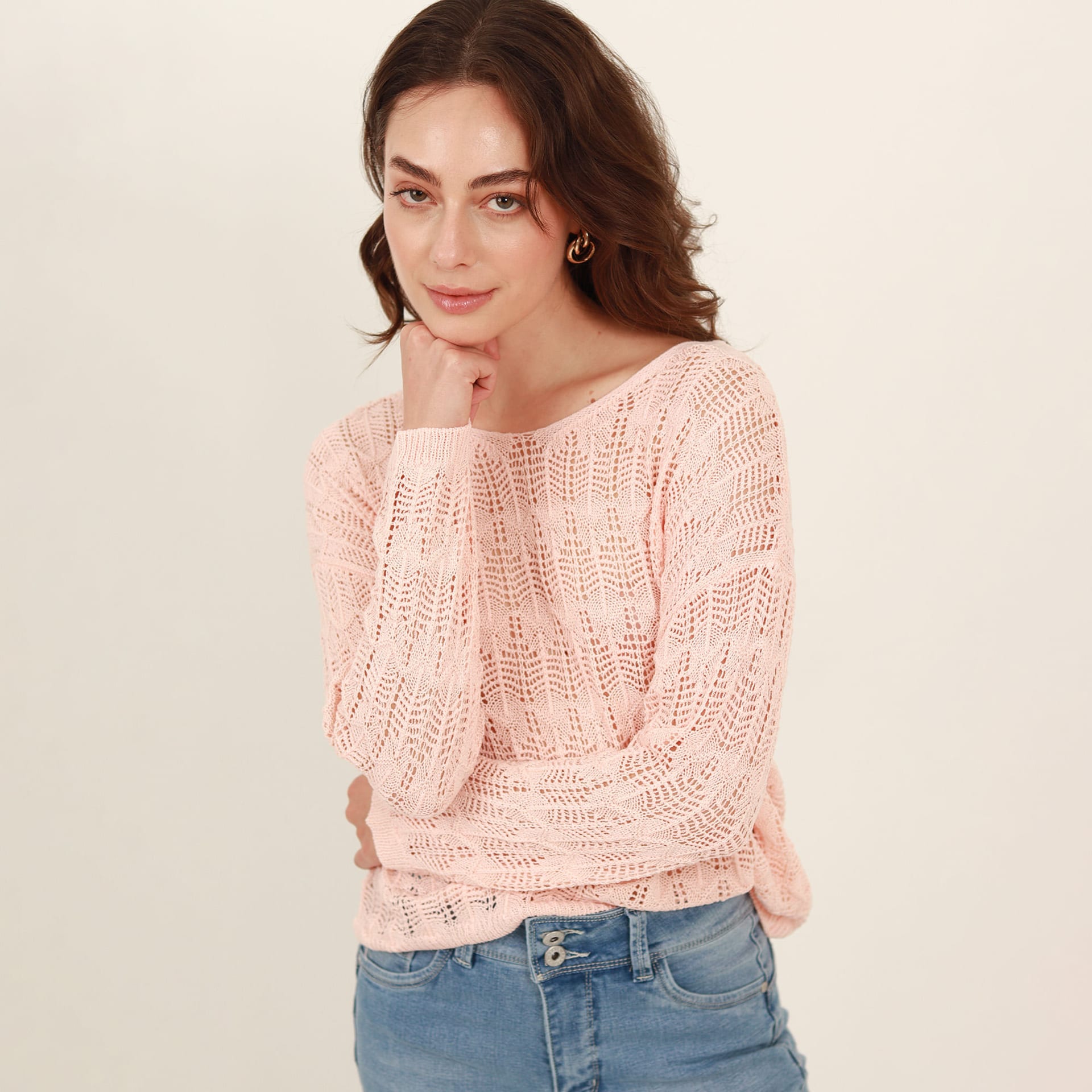 Sweater cuello redondo manga larga con textura - imagen 8