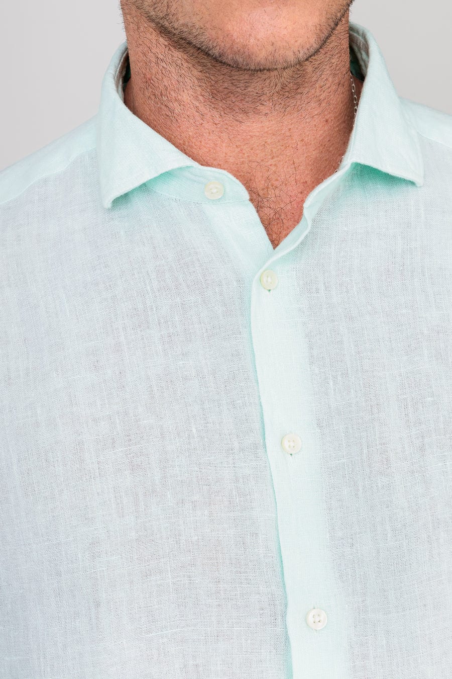Men's linen shirt light turquoise - imagen 4
