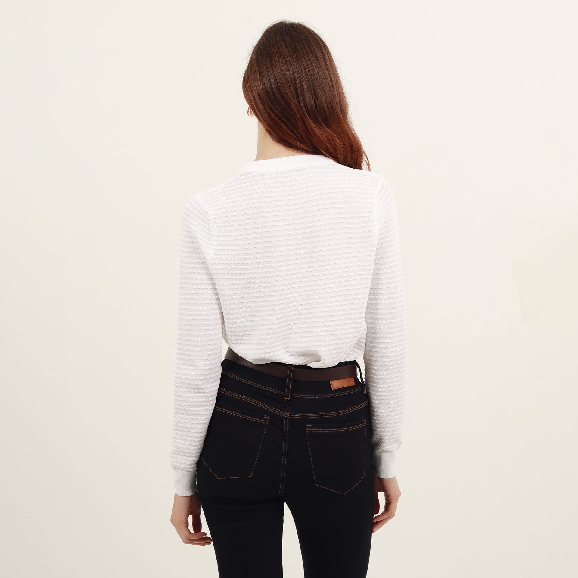 Sweater tejido texturizado cuello redondo manga larga - imagen 13