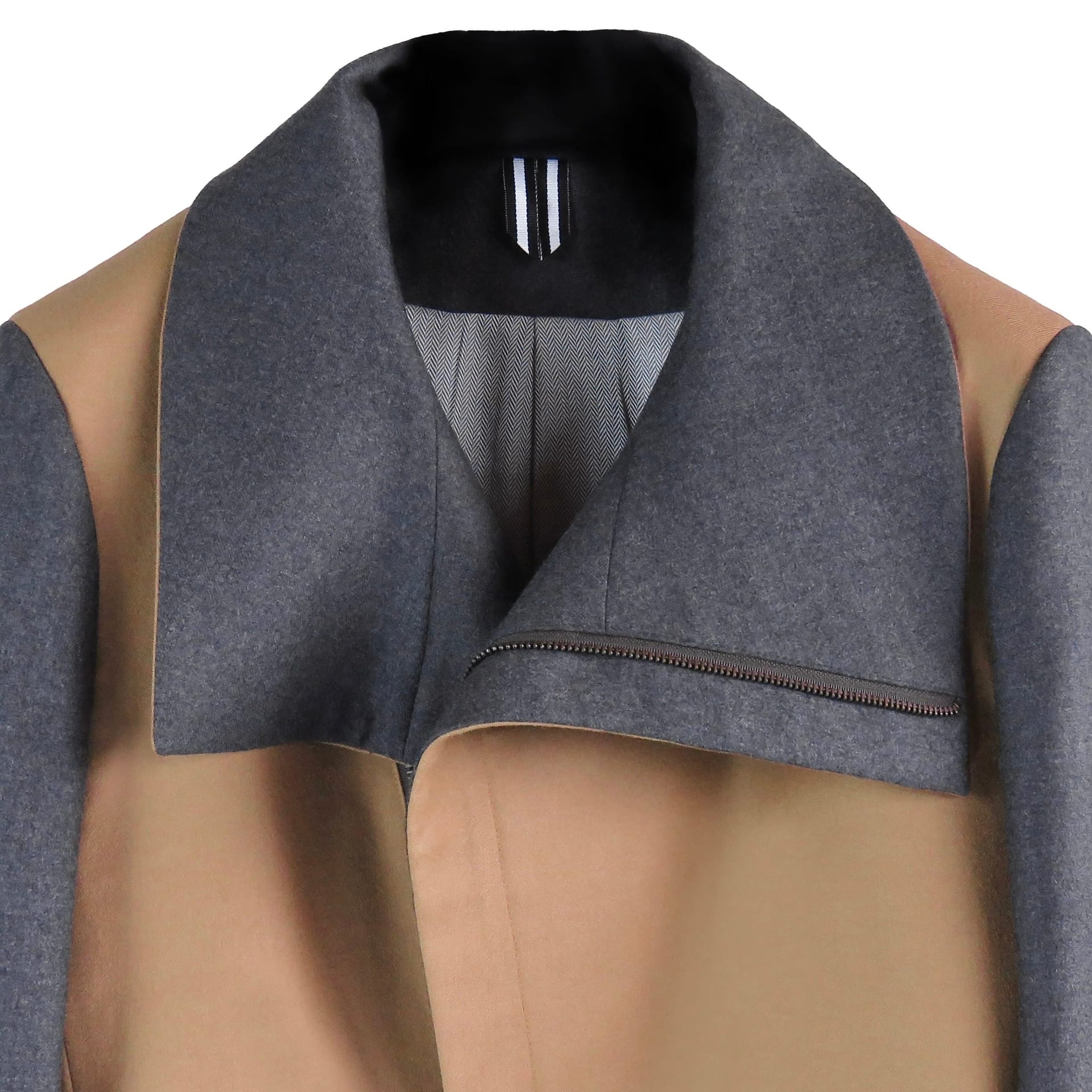 Chaqueta Larga Camel con Solapa Asimétrica - imagen 7