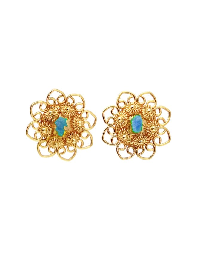 Aretes filigrana con tomatillos y esmeralda - imagen 1