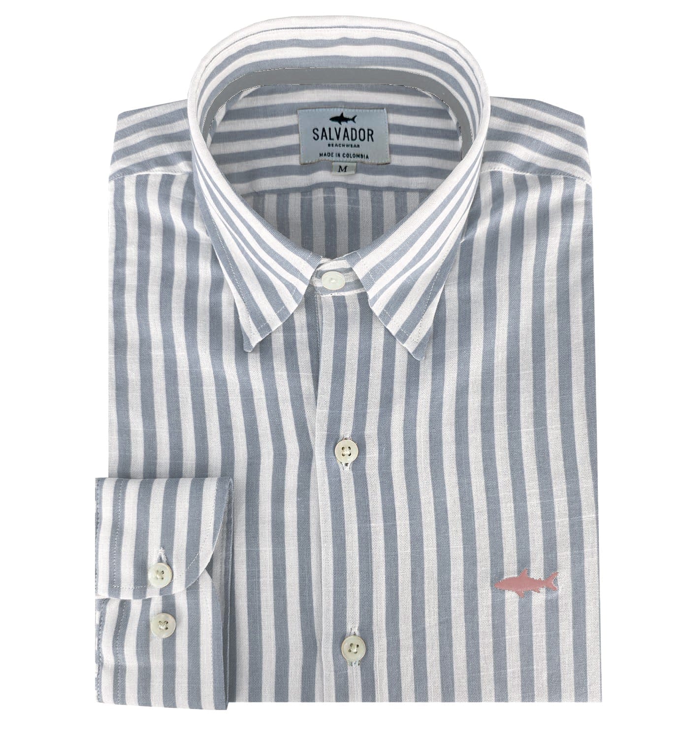 CAMISA BLANCA RAYAS AZUL GRIS - imagen 1