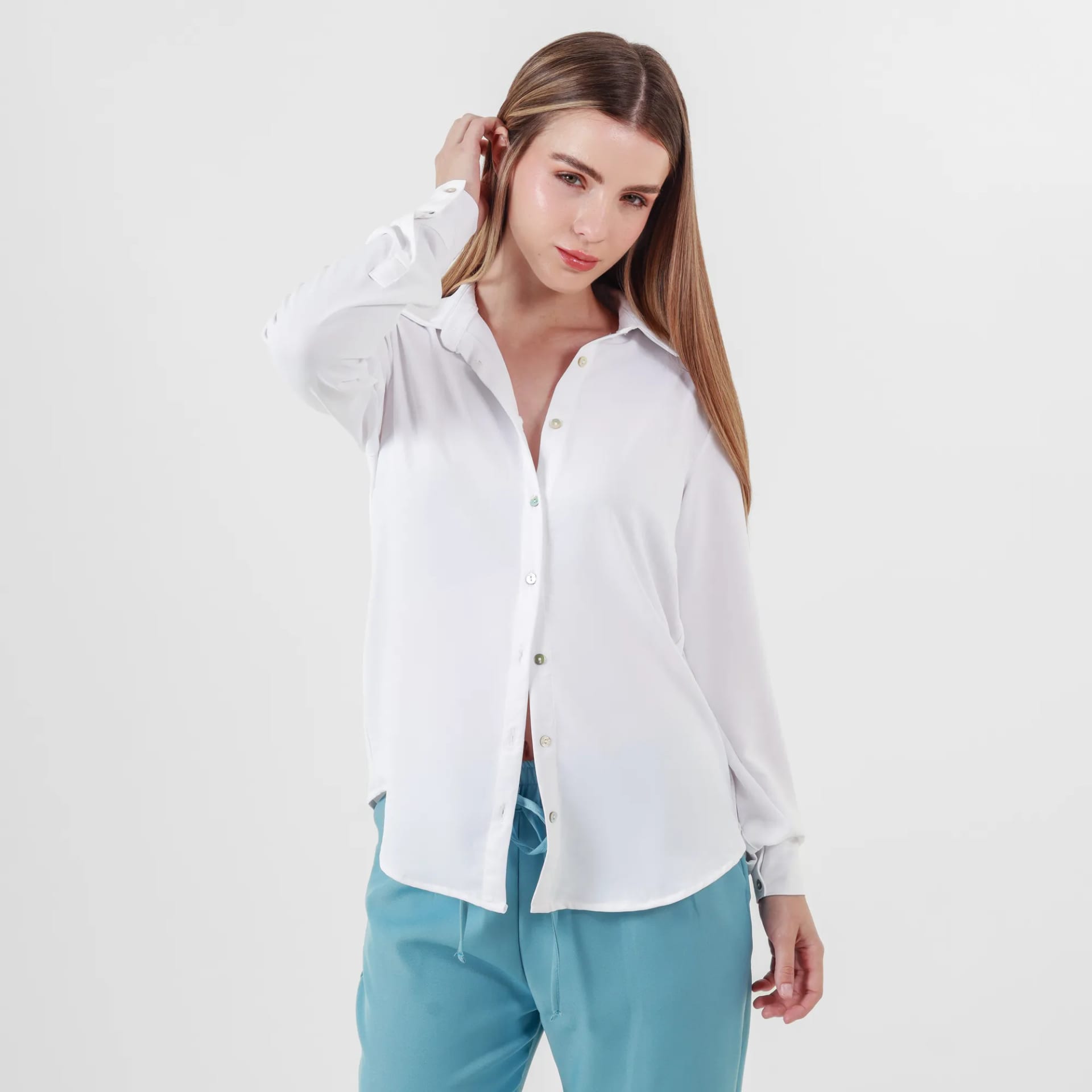 Blusa Cuello Camisero Manga Larga - imagen 1