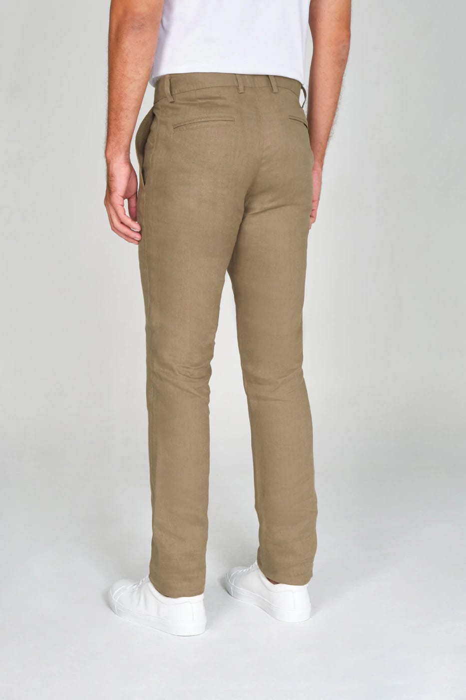 Pantalón Formal Slim Fit 100% Lino Verde Olive - imagen 2