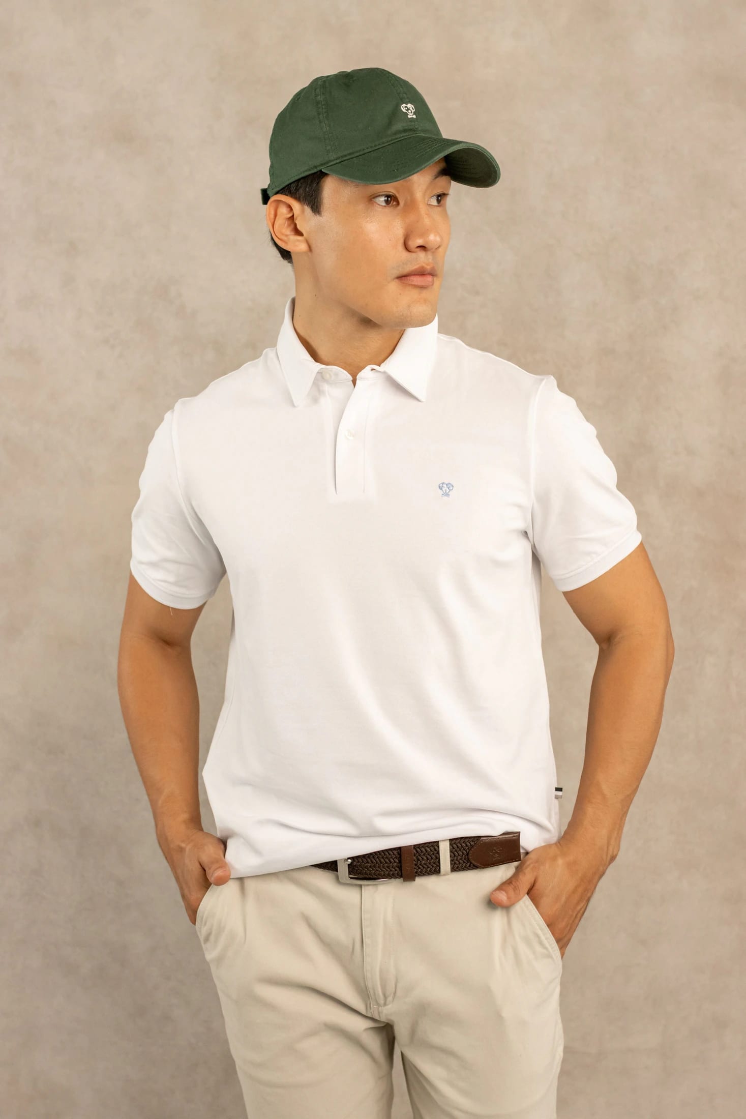 Polo antimanchas Blanco Logo Azul Medio - imagen 4