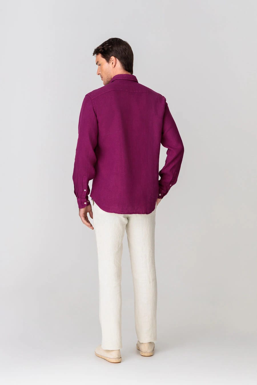 Men's linen shirt fuxia - imagen 4