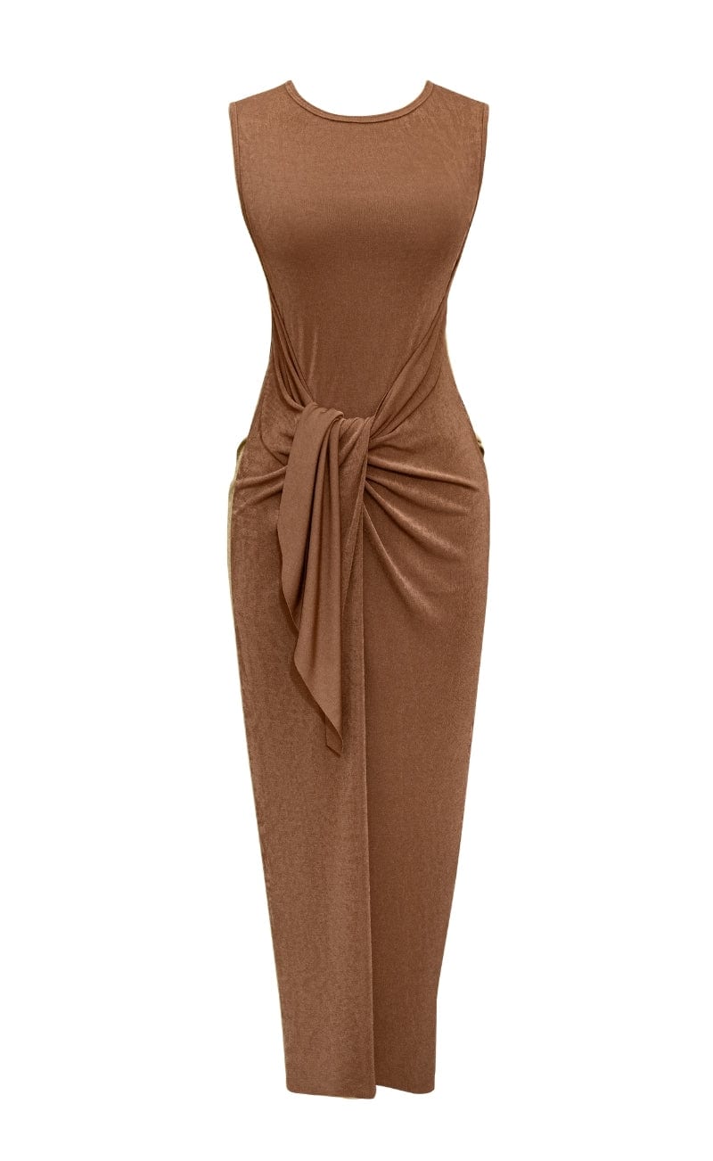 VESTIDO LARGO OBA OCRE - imagen 1