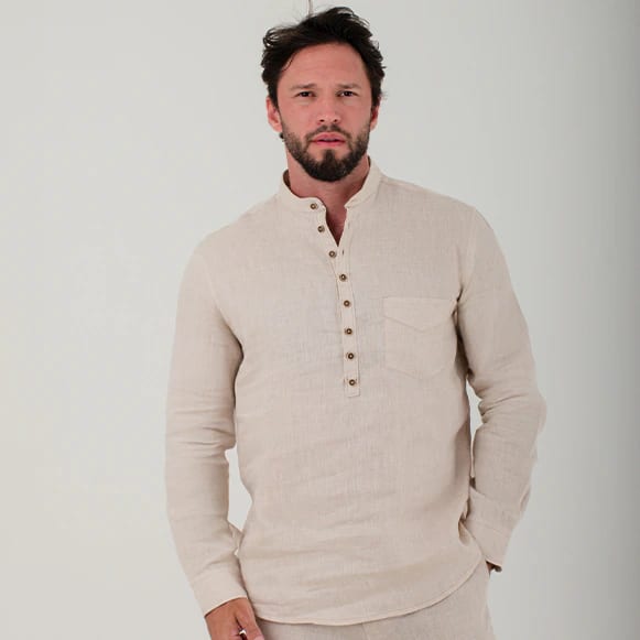 CAMISA ML 100% LINO CUELLO NERU HOMBRE - imagen 1