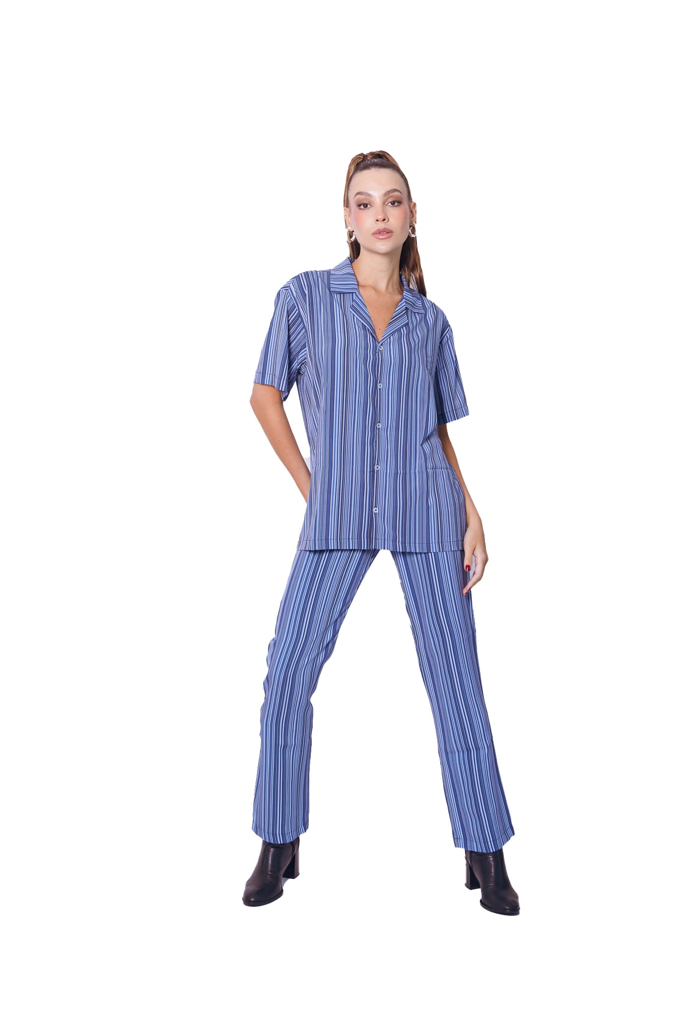 Camp Shirt in Blue Stripes - imagen 4