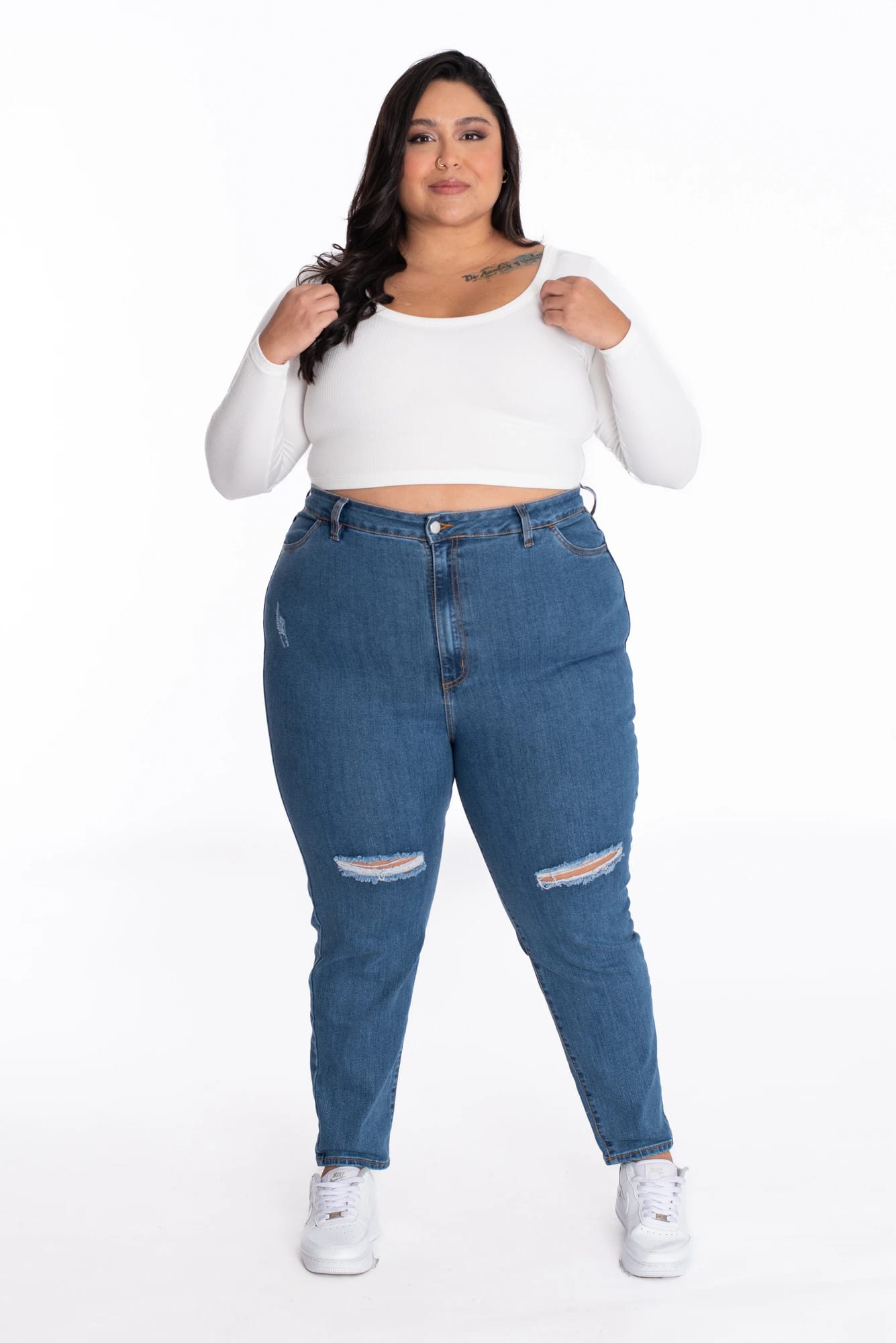 Jean Skinny Azul Medio Roto 407 - imagen 7