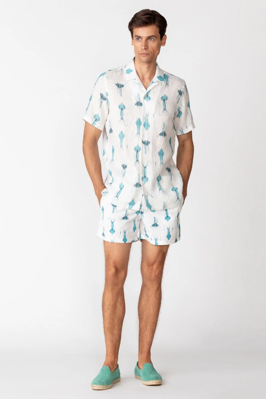 Men's linen shirt white egret - imagen 1