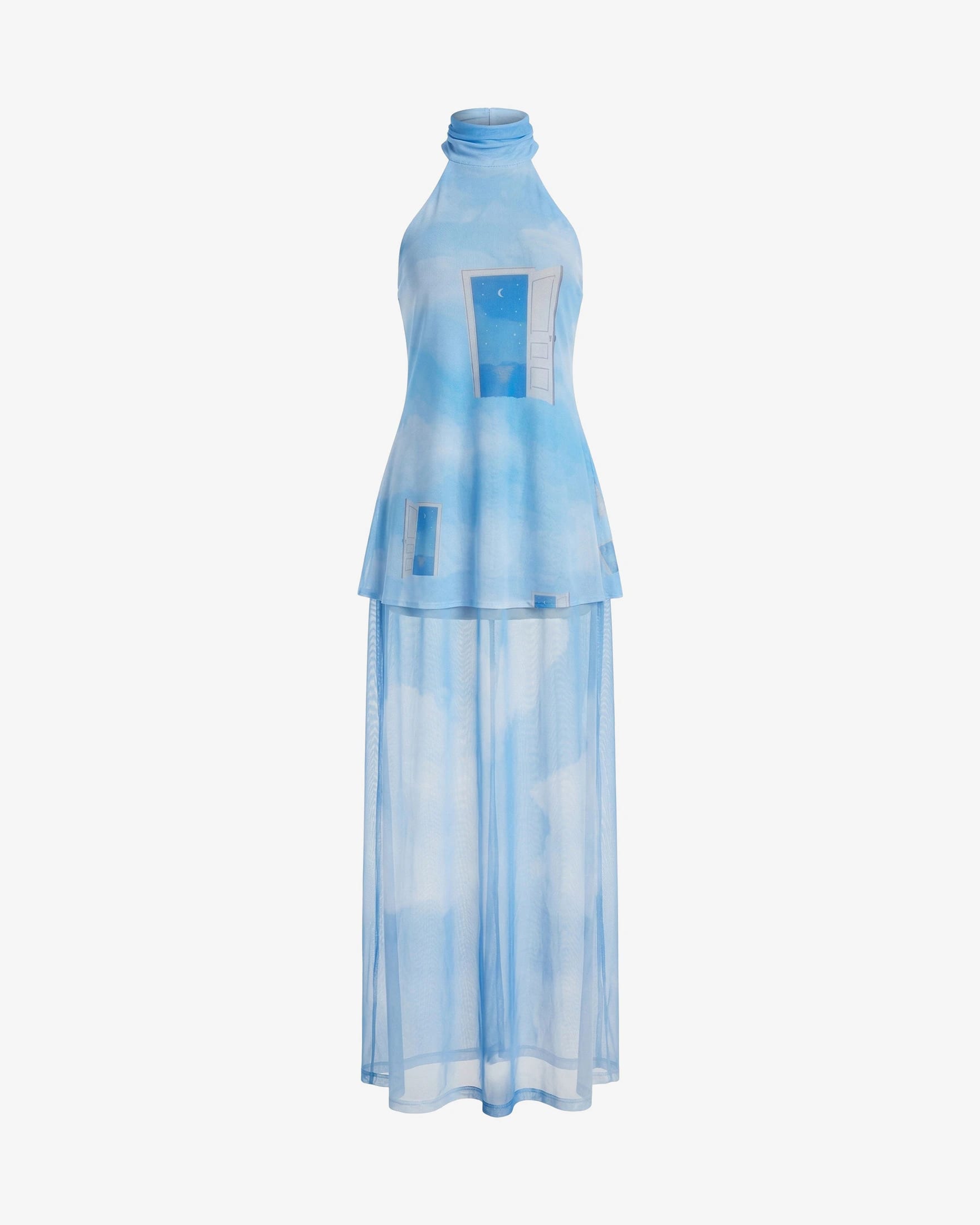 Halter Mesh Maxi Dress - Sky - imagen 1