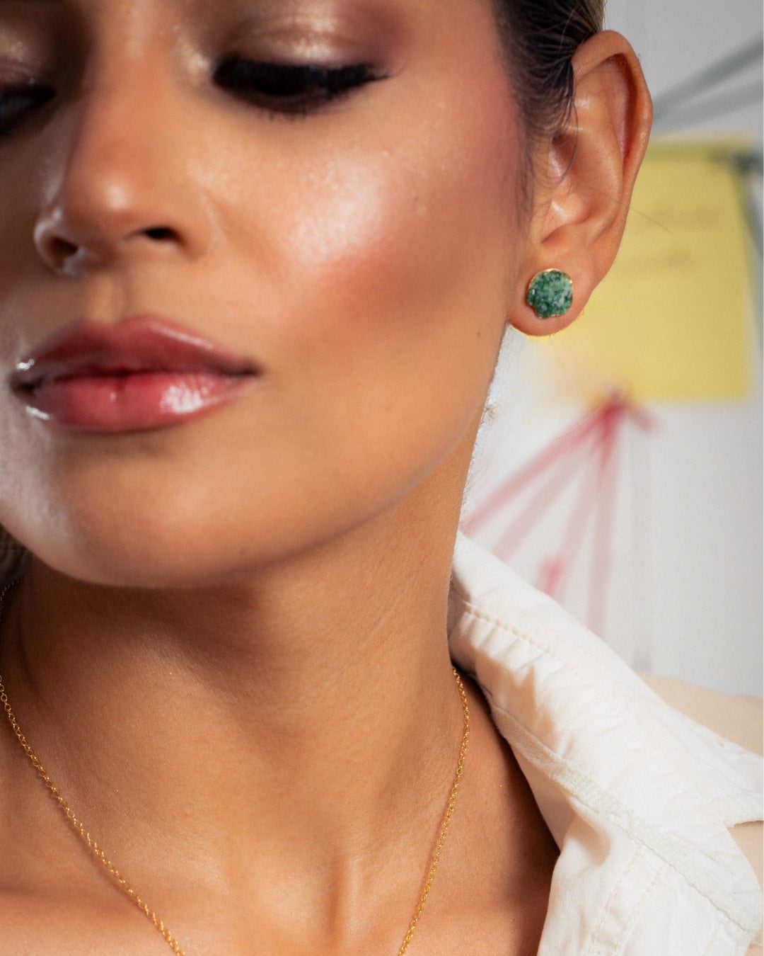Aretes Topo pulso de esmeralda - imagen 2
