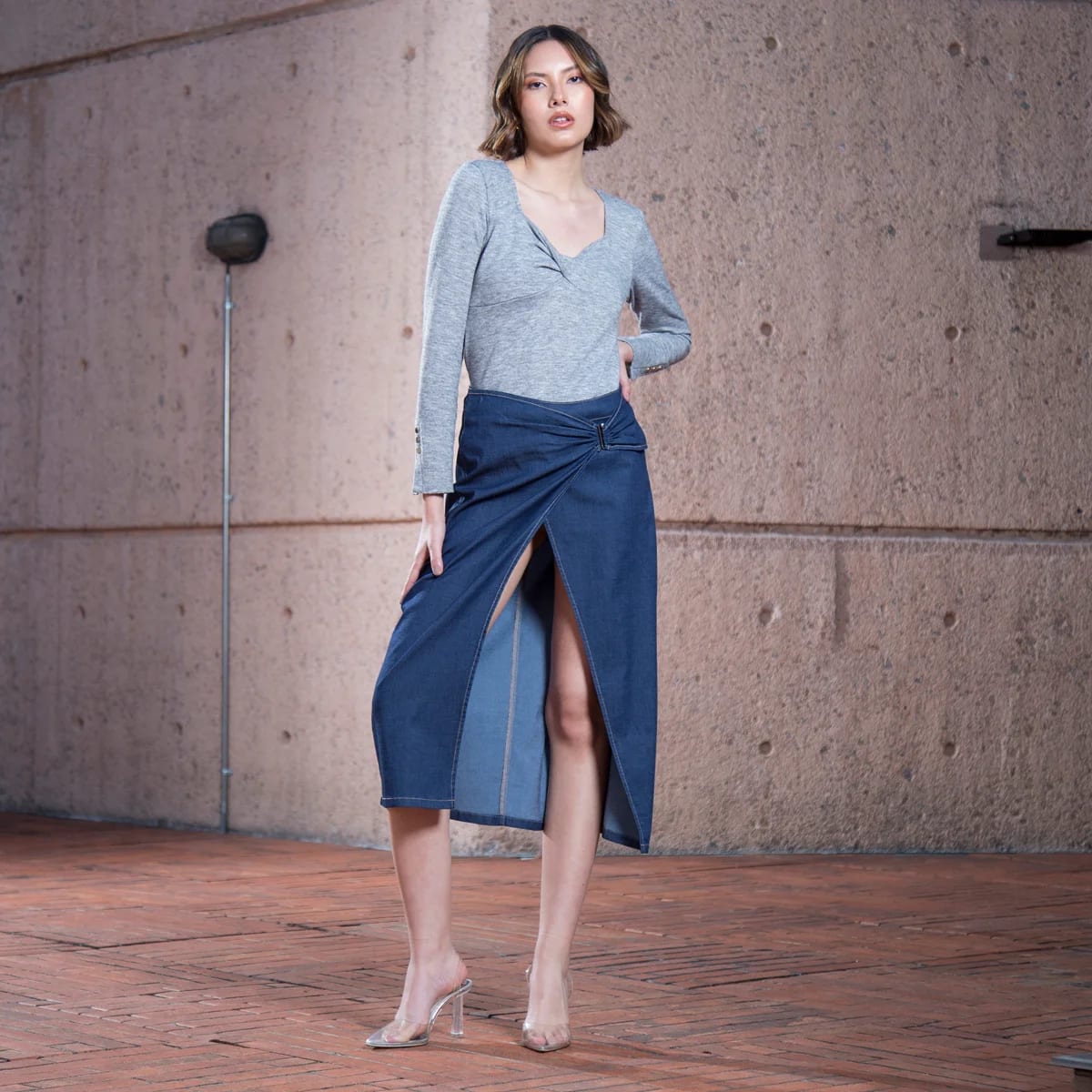 Falda Denim Larga Midi Red - imagen 1