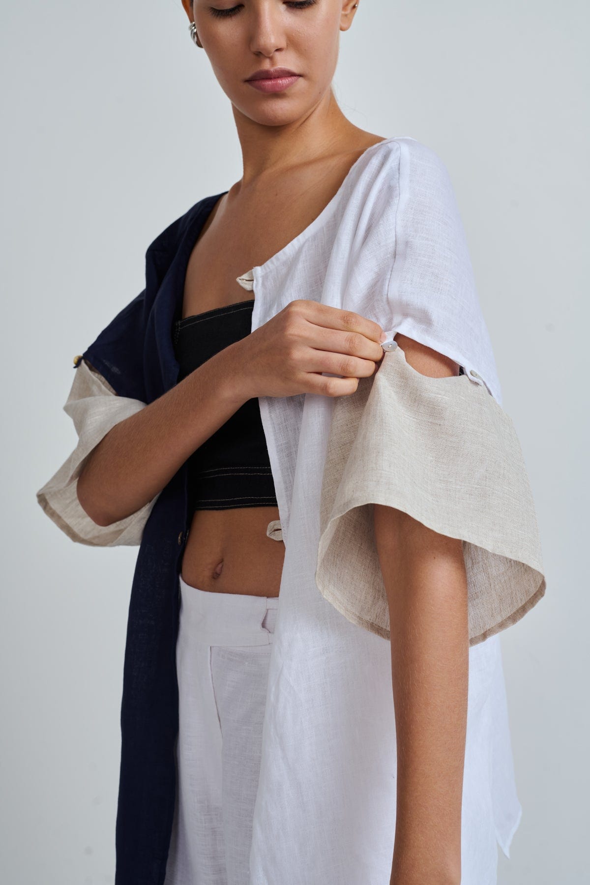 EMI TOP WHITE/NAVY/NATURAL - imagen 1