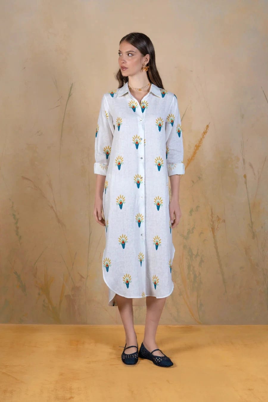 Women's Ortus linen shirt dress white - imagen 1