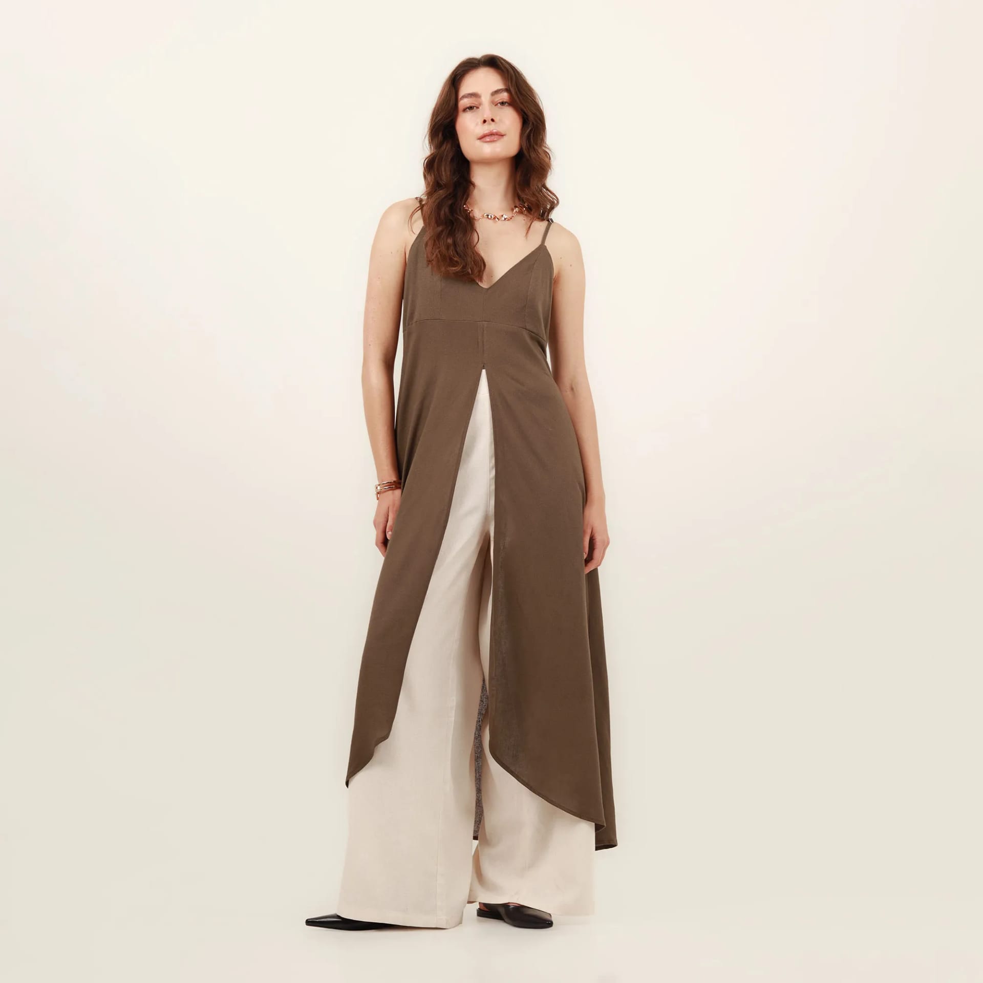 Vestido  Sobretodo Cuello V Manga Sisa - imagen 5