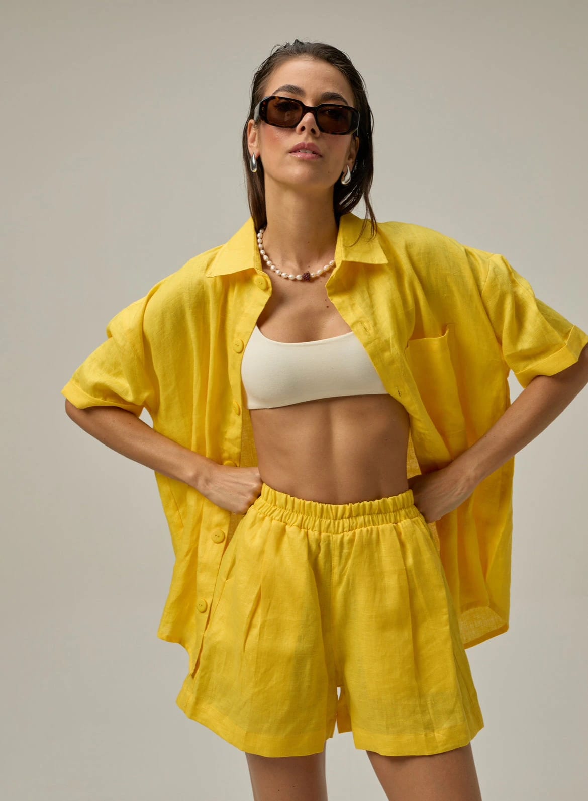 Short Dancer de Lino | amarillo - imagen 3