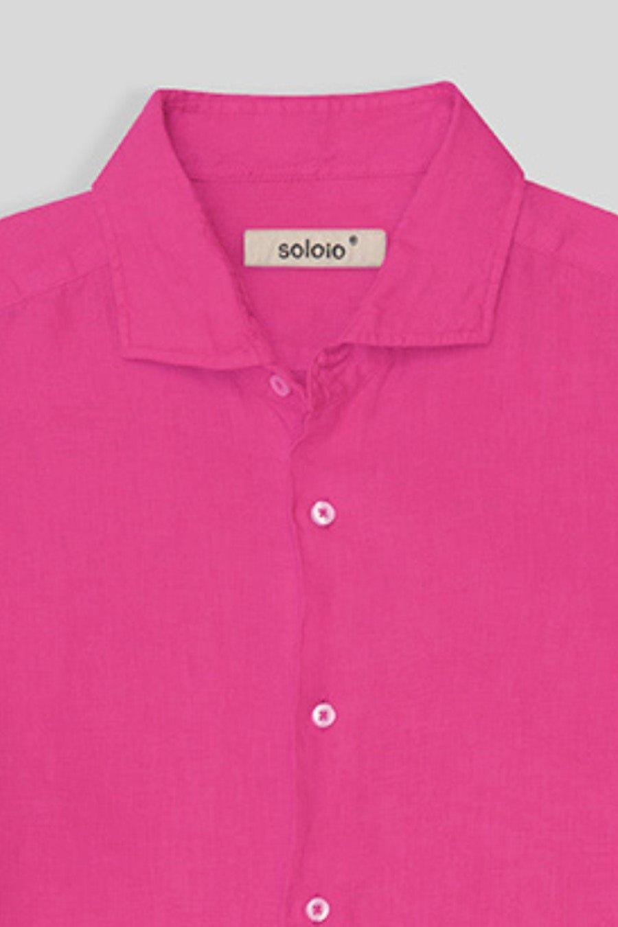 Men's linen shirt light fuxia - imagen 4