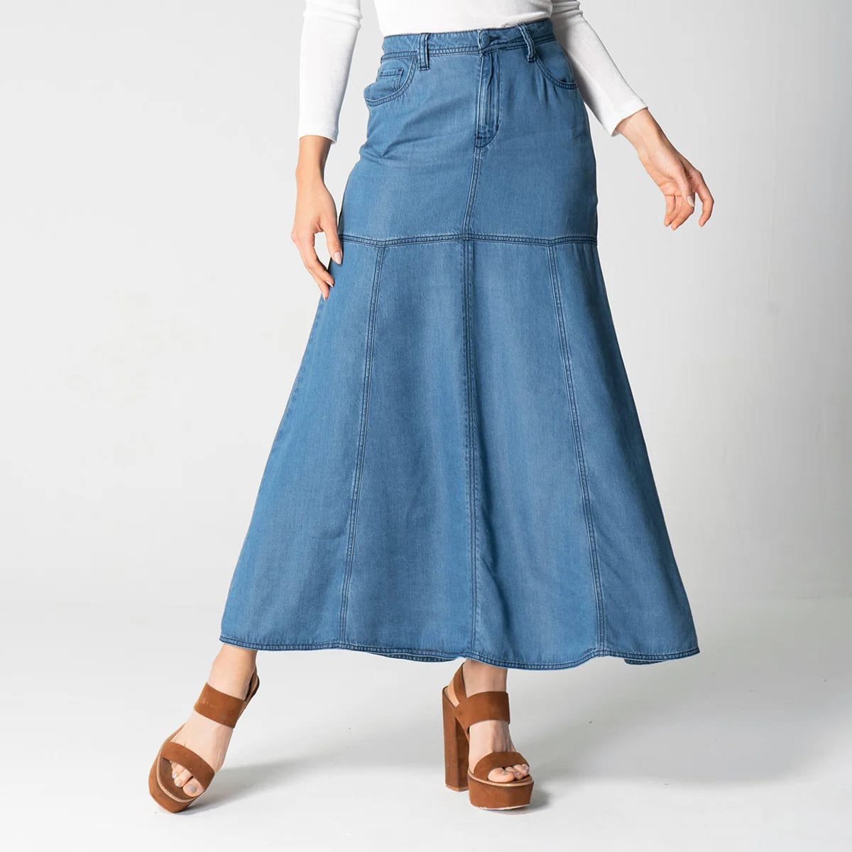 Falda Larga Denim Drk - imagen 7